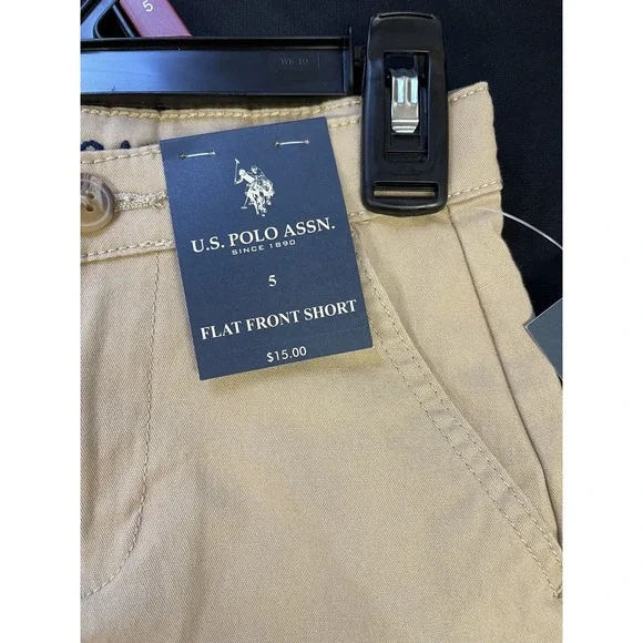 U.S. Polo Assn Boy Toddler Khaki Shorts Size 5 NWT School Uniform Beige Flat - Picture 2 of 4